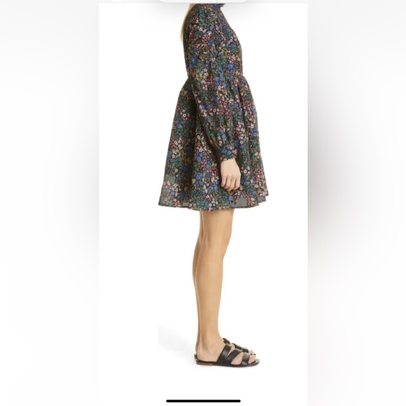 NWT Munthe Smocked High Neck Long Sleeves Mini Dress Puffy Black US 12 EU 44 - Picture 2 of 14